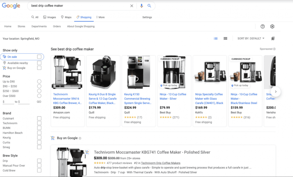 exemple de Google Shopping Ads pour e-commerce